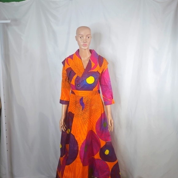 Abcwax African print Formal Dress Sz Large - Picture 1 of 8